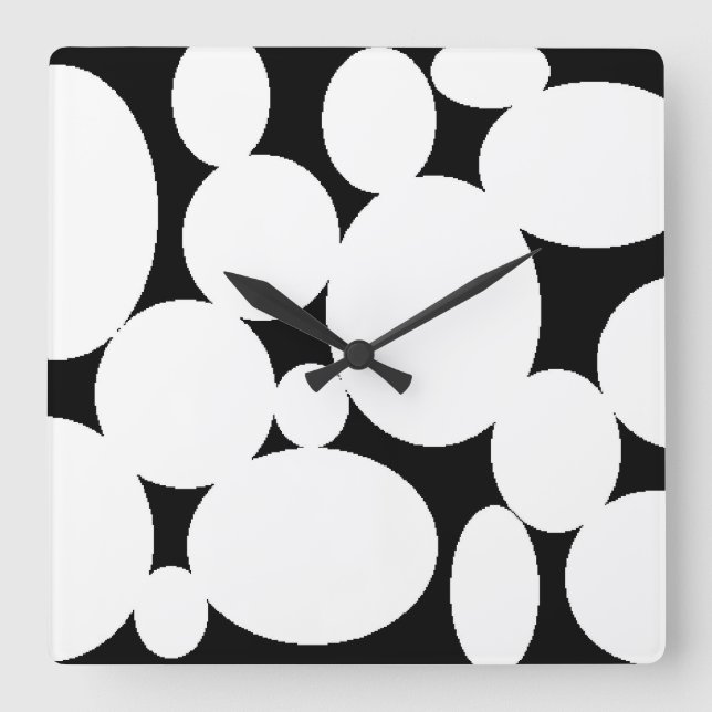 WHITE CIRCLES SQUARE WALL CLOCK (Front)