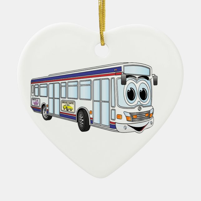 White City Bus Cartoon Ceramic Ornament (Front)