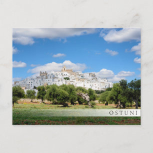 White city Ostuni, Puglia bar postcard