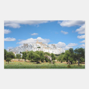 White city Ostuni, Puglia rectangular sticker