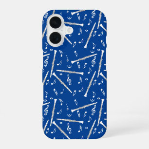 White Clarinets Music Notes iPhone 16 Case
