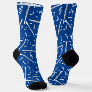 White Clarinets Music Notes Socks