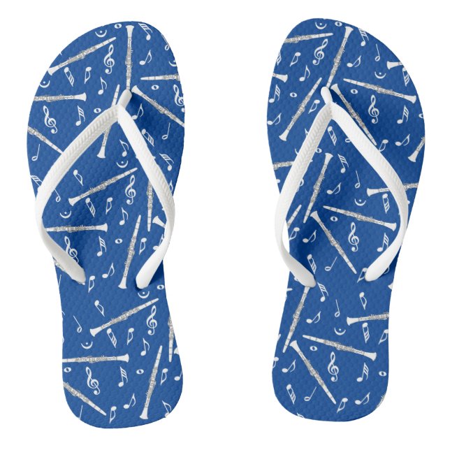 White Clarinets Music Notes Thongs (Footbed)