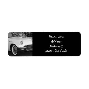 White classic car return address label