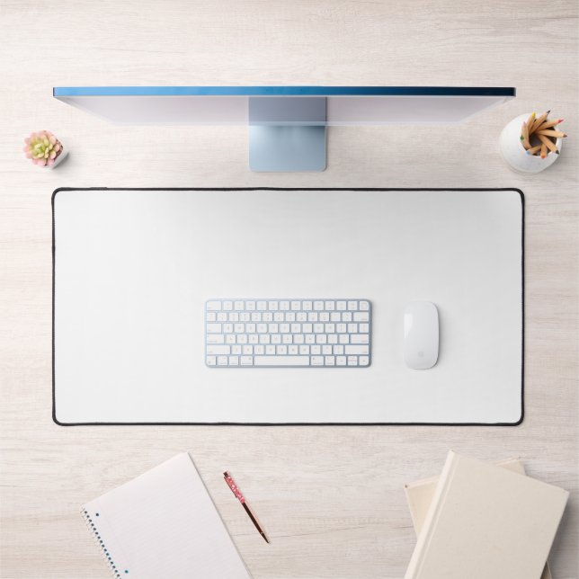 White Classic Plain And Simple Solid Colour Desk Mat (Office 1)