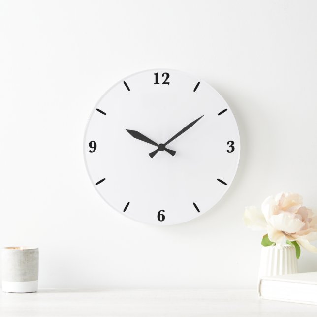 White Classic Plain And Simple Solid Colour Large Clock (Home)
