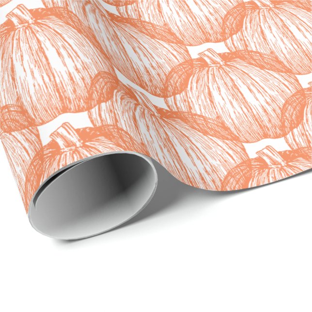 White | Classic Pumpkin Wrapping Paper (Roll Corner)