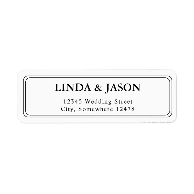 White Classic Script Wedding Return Address Label (Front)