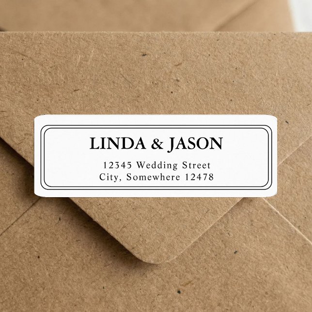 White Classic Script Wedding Return Address Label (White classic script address labels add timeless elegance to your wedding stationery.)