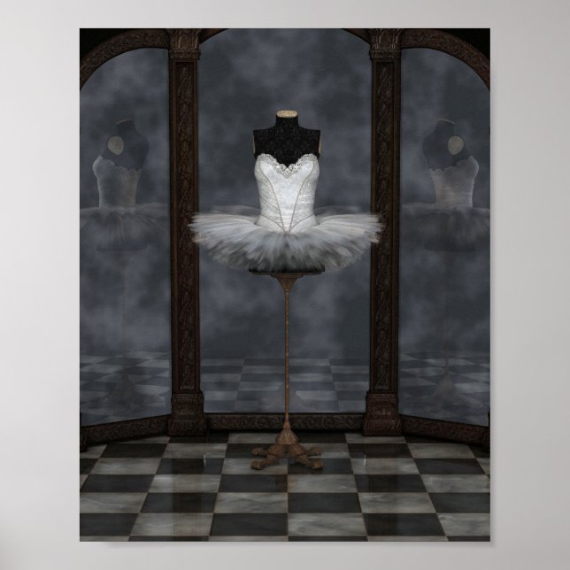 White Classical Ballet Tutu Reflections Poster (Front)