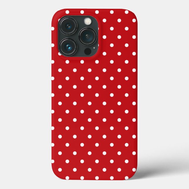 White Classy Polka Dots Pattern On Festive Red  Case-Mate iPhone Case (Back)