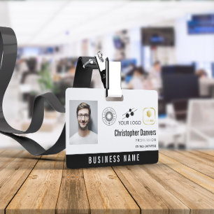 White Clean Add 3 Logos Office Employee ID Badge