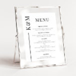 White Clean Line Wedding Dinner Menu<br><div class="desc">Elegant wedding dinner menu list featuring simple clean line with the couple's initial on the side. The background is white.</div>