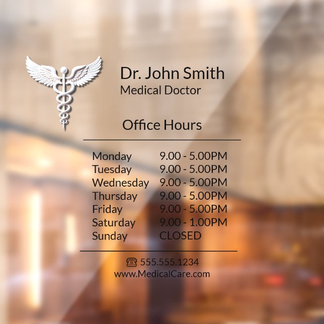 White Clean Medical Caduceus Opening Hours (Sheet 2)