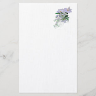 White Clematis Blossoms Stationery