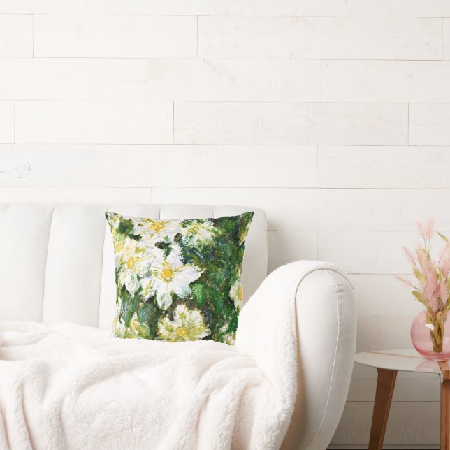 White Clematis by Claude Monet Cushion (Couch)