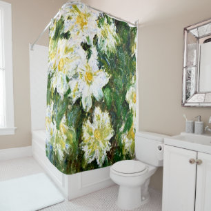 White Clematis by Claude Monet Shower Curtain
