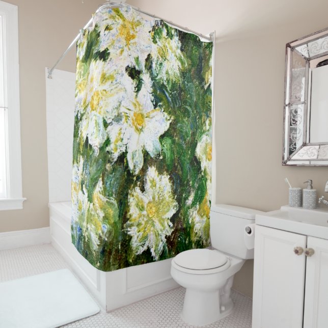 White Clematis by Claude Monet Shower Curtain (In Situ)