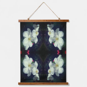 White Clematis Flower Pair Abstract Hanging Tapestry