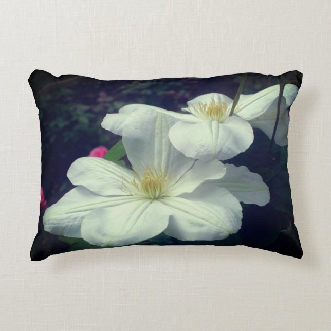 White Clematis Flower Pair   Decorative Cushion (Front)