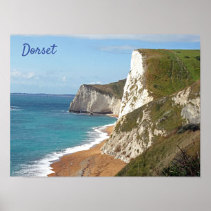 White Cliffs along Jurassic Coast, Dorset, England Poster