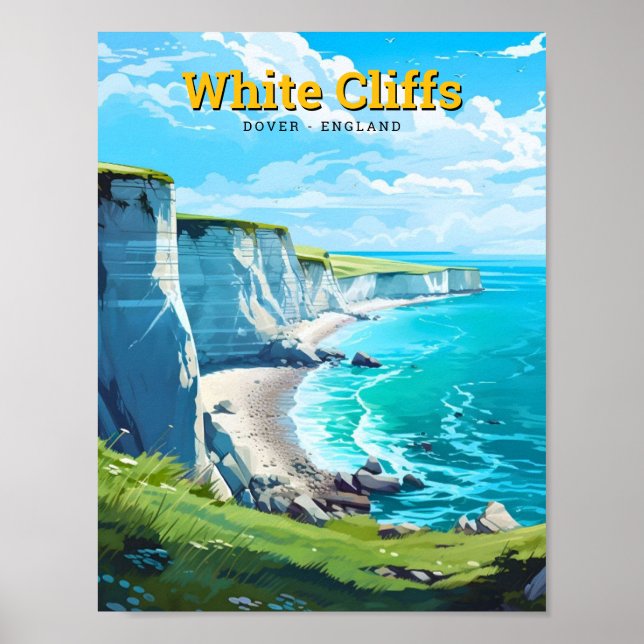White cliffs of Dover England Vintage Travel  Poster (Front)