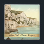 White Cliffs of Dover, Kent, England Magnet<br><div class="desc">Vintage photomechanical print of the White Cliffs of Dover in Kent, England, which was taken towards the end of the 19th century. The beautiful image shows the White Cliffs of Dover along the English coastline, facing the Strait of Dover. The text on the magnet is fully customisable for your own...</div>