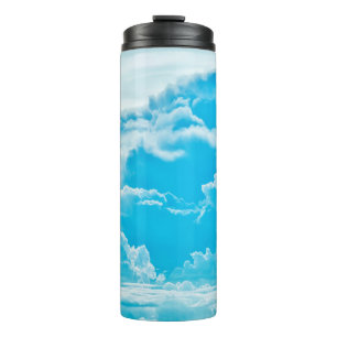 white clouds and bright blue sky background, pano thermal tumbler