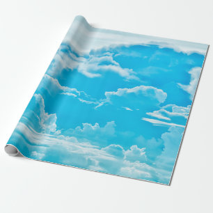 white clouds and bright blue sky background,panora wrapping paper