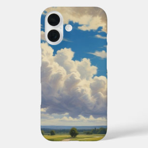 White Clouds and Clear Blue Sky iPhone 16 Case