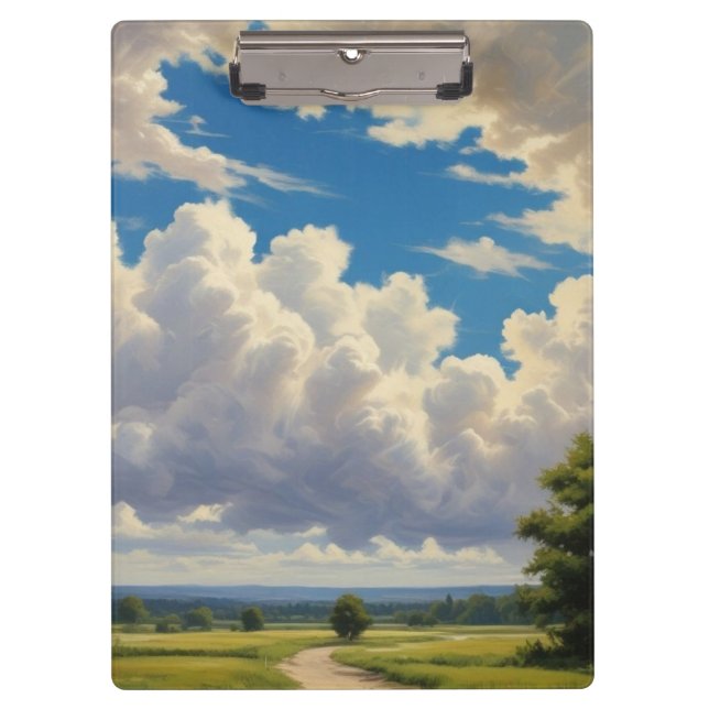White Clouds and Clear Blue Sky Clipboard (Front)