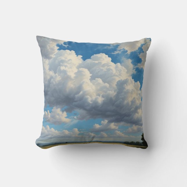 White Clouds and Clear Blue Sky Cushion (Front)