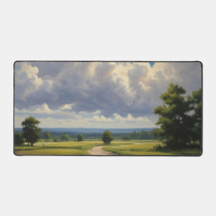 White Clouds and Clear Blue Sky Desk Mat