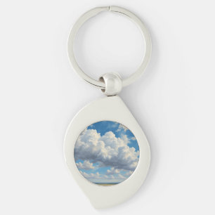 White Clouds and Clear Blue Sky Key Ring