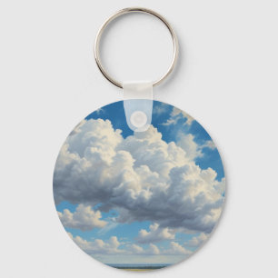 White Clouds and Clear Blue Sky Key Ring