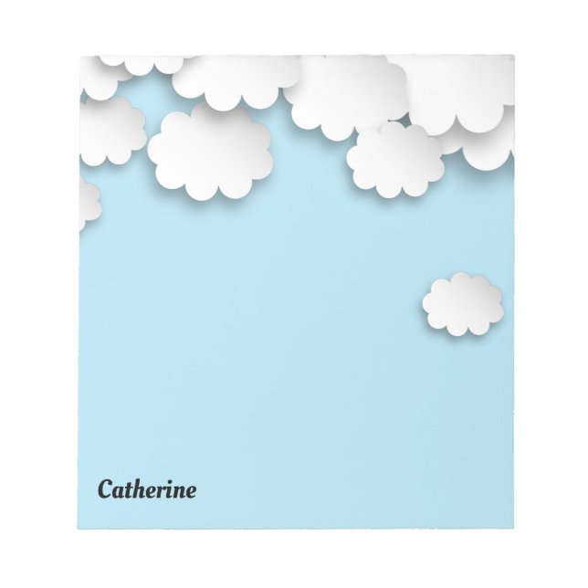 White Clouds Blue Sky Dreamy 3D Paper Cuts Notepad (Front)