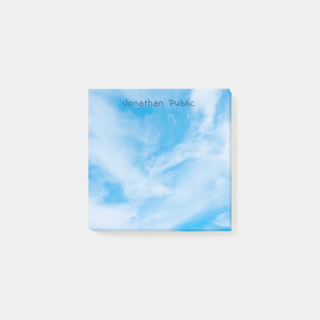 White Clouds Blue Sky Modern Professional Elegant Post-it Notes (Front)