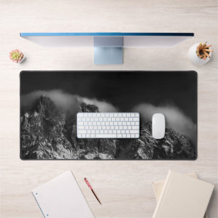 White clouds covering mountains desk mat