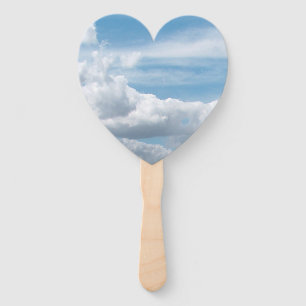 White clouds in the blue sky hand fan