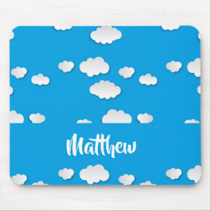 White clouds on blue mouse pad