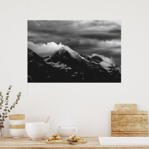 White clouds over the dark mountains poster