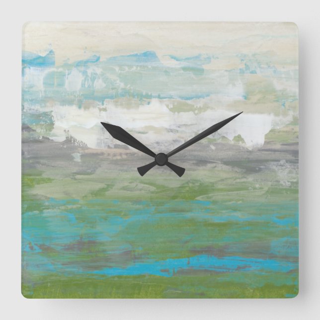 White Clouds Overlooking Beautiful Landscape Square Wall Clock (Front)