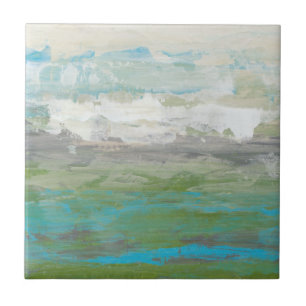 White Clouds Overlooking Beautiful Landscape Tile