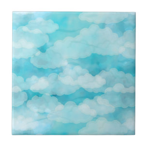 White Clouds Pattern Blue Sky Tile