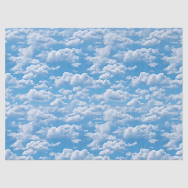 White Clouds Pattern On A Blue Sky Backgroud Tissue Paper (Front)
