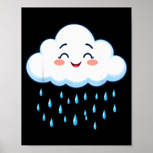 White Clouds Rain Drop Costume Christmas Halloween Poster