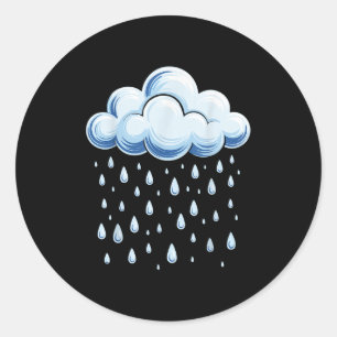 White Clouds Rain Drop Shirt Adult Kids Men Women  Classic Round Sticker