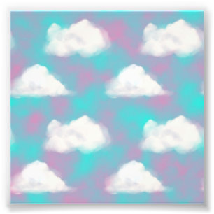 White Clouds Watercolor Sky Aesthetic Dream Photo Print