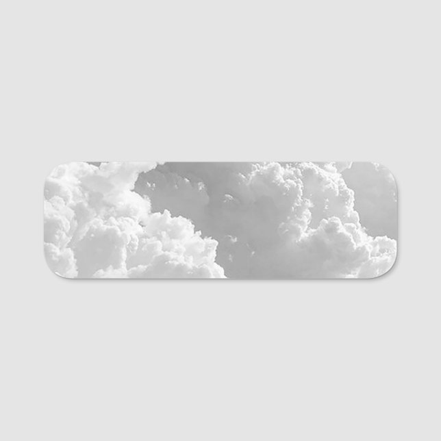 White Clouds, Weather Graphics, Cloudy Clipart Name Tag (Front)