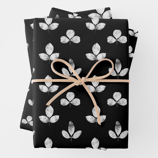 White Clover Black  Wrapping Paper Sheet (In situ)